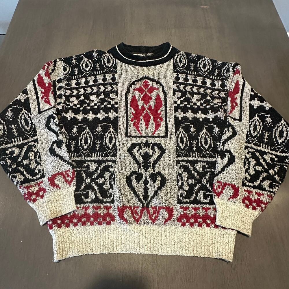 Vintage Mens Expressions International Acrylic Sweater Sz M Geometric Cosby